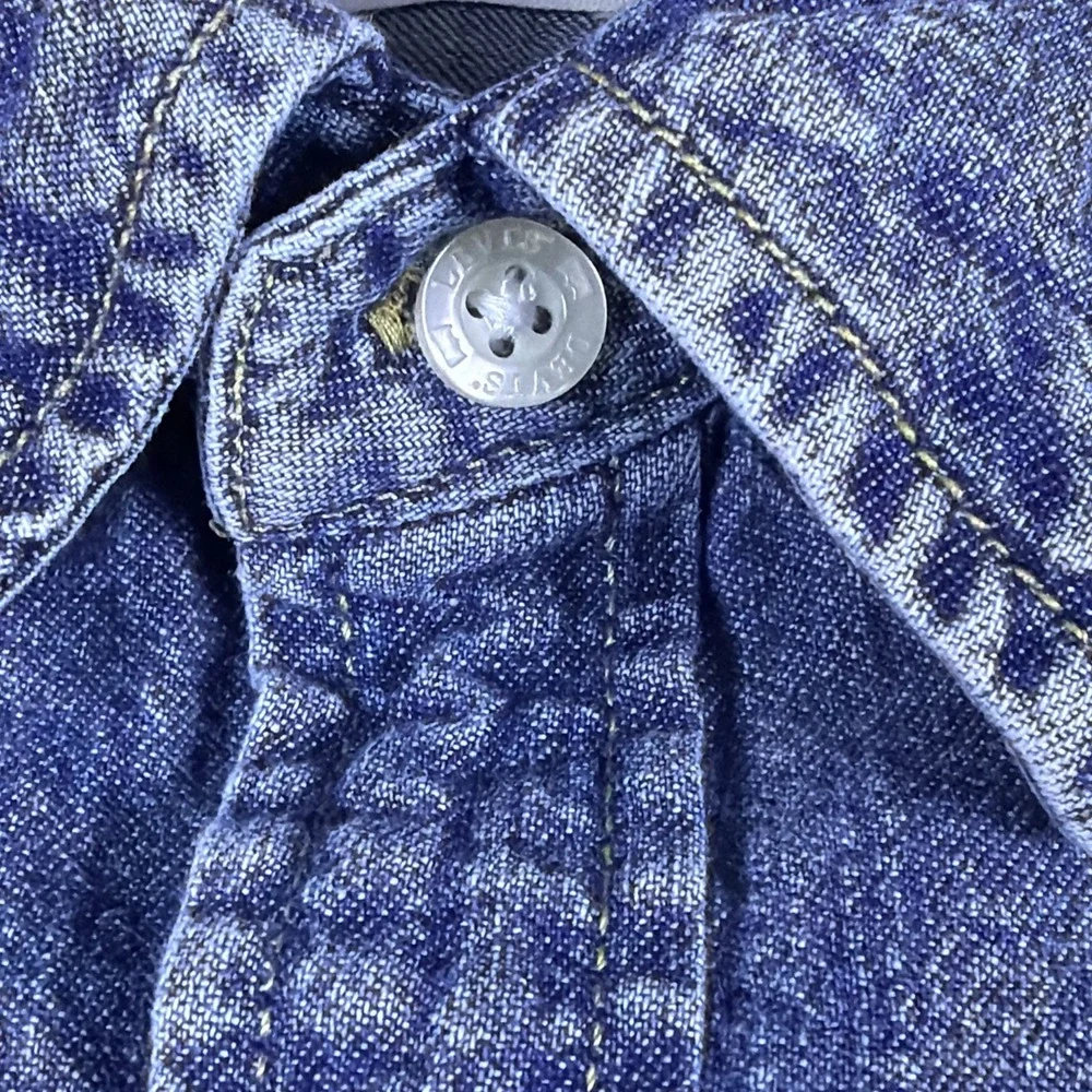 Levis Pearl Snap Shirt Mens Extra Large Blue Long Sleeve Denim Western Standard